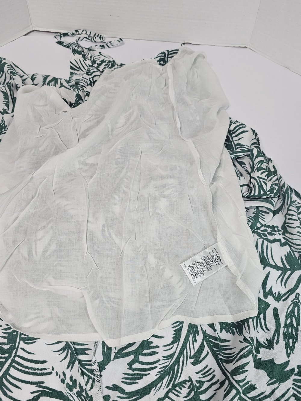 Harlyn Anthropologie Palm Leaf Maxi Dress Size S Green White Tropical - Picture 11 of 13